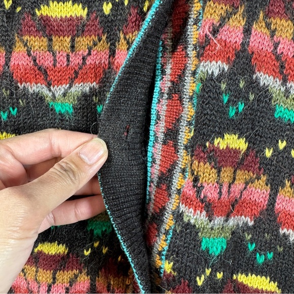 Vintage L.A.M. Alpaca Knit Cardigan Multicolor Size 44 Oversized Boho Relaxed - Picture 7 of 16